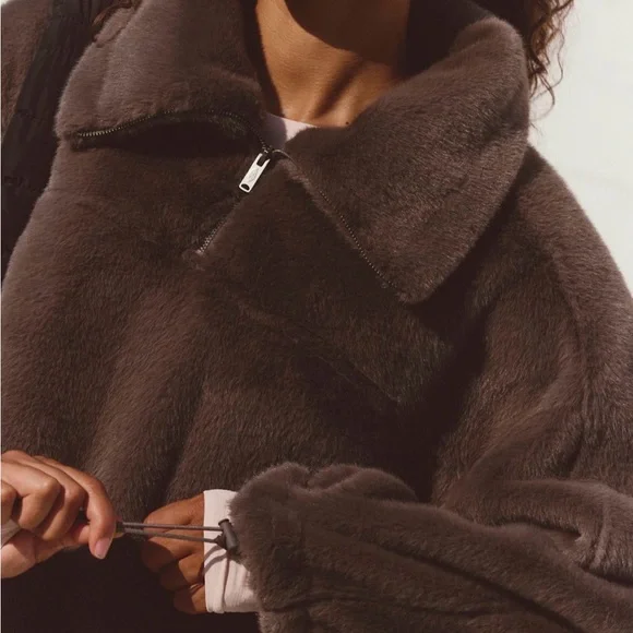 NWT Free People Alpine Faux Fur Half Zip - Picture 3 of 8